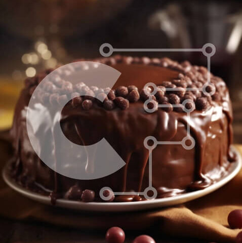 Intra Συλλεκτικό Ξύλινο Παζλ Plywood  4mm - Λαχταριστό κέικ σοκολάτας με γλάσο σοκολάτας και πασπάλισμα Σε Ξύλινο Κουτί - Διαστάσεις: 10x10 cm – 25 κομμάτια - Image 1