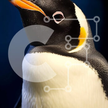 Intra Συλλεκτικό Ξύλινο Παζλ Plywood  4mm - Αξιολάτρευτη εικόνα ενός πιγκουίνου με ασπρόμαυρα φτερά και κίτρινο ράμφος Σε Ξύλινο Κουτί - Διαστάσεις: 10x10 cm – 25 κομμάτια - Image 1