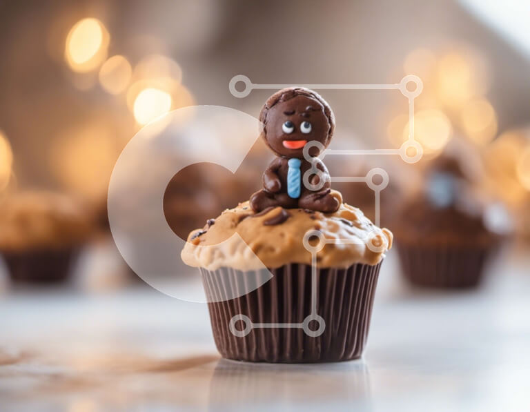 Intra Συλλεκτικό Ξύλινο Παζλ Plywood  4mm - Λαχταριστό Cupcake σοκολάτας με Διακόσμηση Gingerbread Man Σε Ξύλινο Κουτί - Διαστάσεις: 10x10 cm – 25 κομμάτια