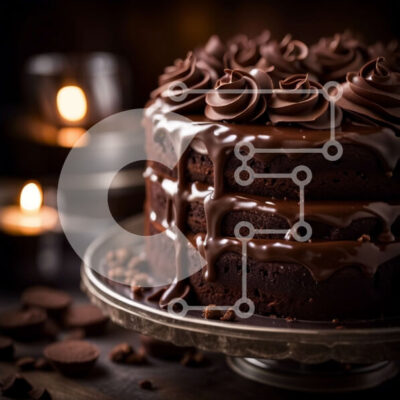 Intra Συλλεκτικό Ξύλινο Παζλ Plywood  4mm - Λαχταριστό κέικ σοκολάτας με παγωμένο σοκολάτα και αναμμένα κεριά Σε Ξύλινο Κουτί - Διαστάσεις: 10x10 cm – 25 κομμάτια - Image 1