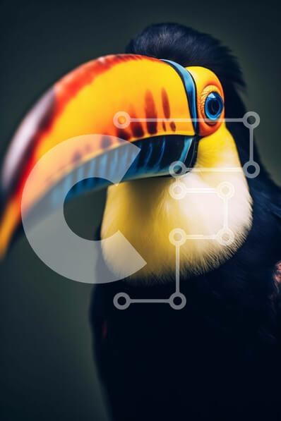 Intra Συλλεκτικό Ξύλινο Παζλ Plywood  4mm - Όμορφη εικόνα του κεφαλιού ενός Toucan με έντονα χρωματιστά φτερά και μεγάλο ράμφος Σε Ξύλινο Κουτί - Διαστάσεις: 10x10 cm – 25 κομμάτια