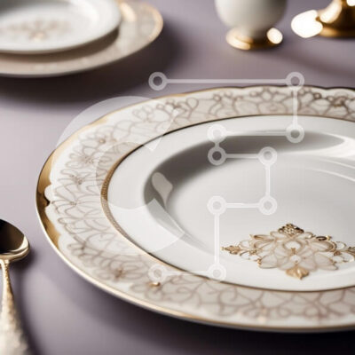 Intra Συλλεκτικό Ξύλινο Παζλ Plywood 4mm - Όμορφη κοντινή πλάνο σερβίτσιο τραπεζιού με χρυσό γυαλί και ασημικά Σε Ξύλινο Κουτί - Διαστάσεις: 10x10 cm – 25 κομμάτια - Image 1