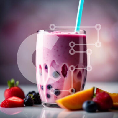 Intra Συλλεκτικό Ξύλινο Παζλ Plywood  4mm - Νόστιμο Smoothie ακτινίδιο φράουλας σε καθαρό ποτήρι με μπλε καλαμάκι Σε Ξύλινο Κουτί - Διαστάσεις: 10x10 cm – 25 κομμάτια - Image 1