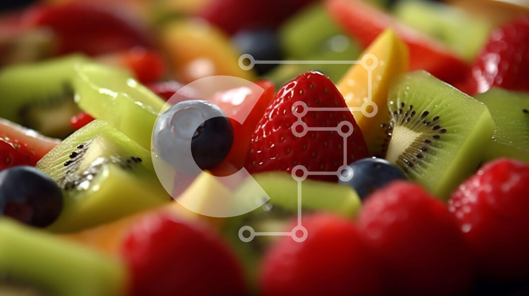 Intra Συλλεκτικό Ξύλινο Παζλ Plywood  4mm - Νόστιμο Fruit Bowl με ακτινίδια, φράουλες και βατόμουρα Σε Ξύλινο Κουτί - Διαστάσεις: 10x10 cm – 25 κομμάτια