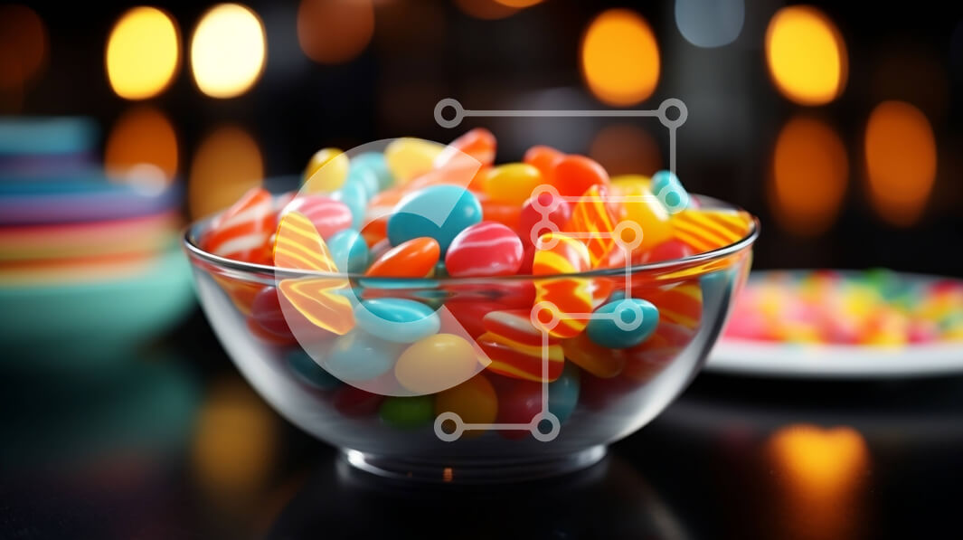 Intra Συλλεκτικό Ξύλινο Παζλ Plywood  4mm - Πολύχρωμη ποικιλία καραμέλας σε ένα μπολ Σε Ξύλινο Κουτί - Διαστάσεις: 10x10 cm – 25 κομμάτια