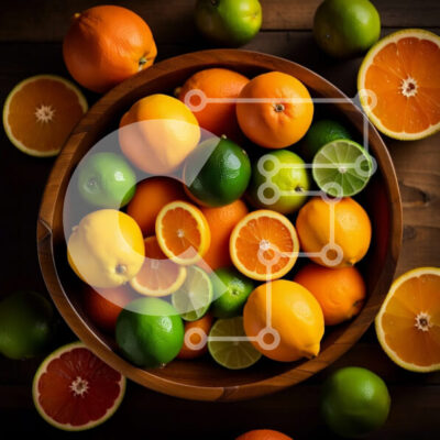 Intra Συλλεκτικό Ξύλινο Παζλ Plywood  4mm - Ζωντανό μπολ με πορτοκάλια και λάιμ σε ένα ρουστίκ ξύλινο τραπέζι Σε Ξύλινο Κουτί - Διαστάσεις: 10x10 cm – 25 κομμάτια - Image 1