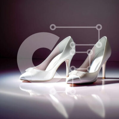 Intra Συλλεκτικό Ξύλινο Παζλ Plywood  4mm - Κομψές λευκές ψηλοτάκουνες γόβες με λεπτομέρεια φιόγκου Σε Ξύλινο Κουτί - Διαστάσεις: 10x10 cm – 25 κομμάτια - Image 1