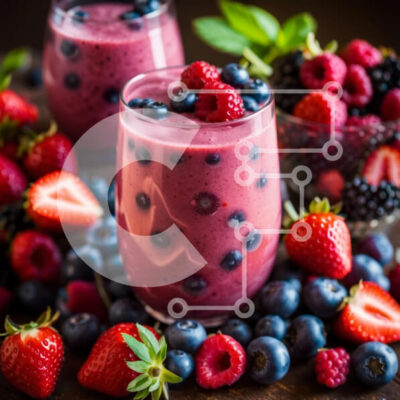 Intra Συλλεκτικό Ξύλινο Παζλ Plywood  4mm - Νόστιμα και ζωντανά Smoothies μούρων με φρέσκα φρούτα και βότανα Σε Ξύλινο Κουτί - Διαστάσεις: 10x10 cm – 25 κομμάτια - Image 1