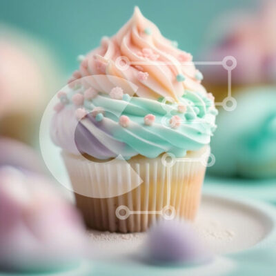 Intra Συλλεκτικό Ξύλινο Παζλ Plywood  4mm - Κοντινό πλάνο του πολύχρωμου cupcake σε ένα άσπρο πιάτο Σε Ξύλινο Κουτί - Διαστάσεις: 10x10 cm – 25 κομμάτια - Image 1