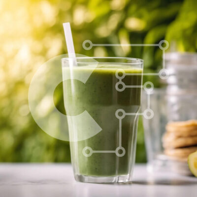 Intra Συλλεκτικό Ξύλινο Παζλ Plywood  4mm - Πράσινο Smoothie με καλαμάκι και πιάτο μπισκότα Σε Ξύλινο Κουτί - Διαστάσεις: 10x10 cm – 25 κομμάτια - Image 1