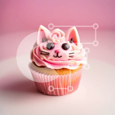Intra Συλλεκτικό Ξύλινο Παζλ Plywood  4mm - Αξιολάτρευτο ροζ cupcake με χαριτωμένο πρόσωπο γάτας Σε Ξύλινο Κουτί - Διαστάσεις: 10x10 cm – 25 κομμάτια - Image 1