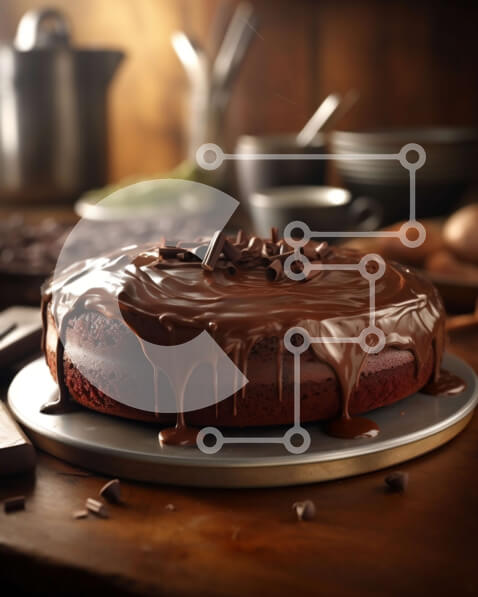 Intra Συλλεκτικό Ξύλινο Παζλ Plywood  4mm - Λαχταριστή εικόνα ενός κέικ σοκολάτας με γλάσο σοκολάτας Σε Ξύλινο Κουτί - Διαστάσεις: 10x10 cm – 25 κομμάτια