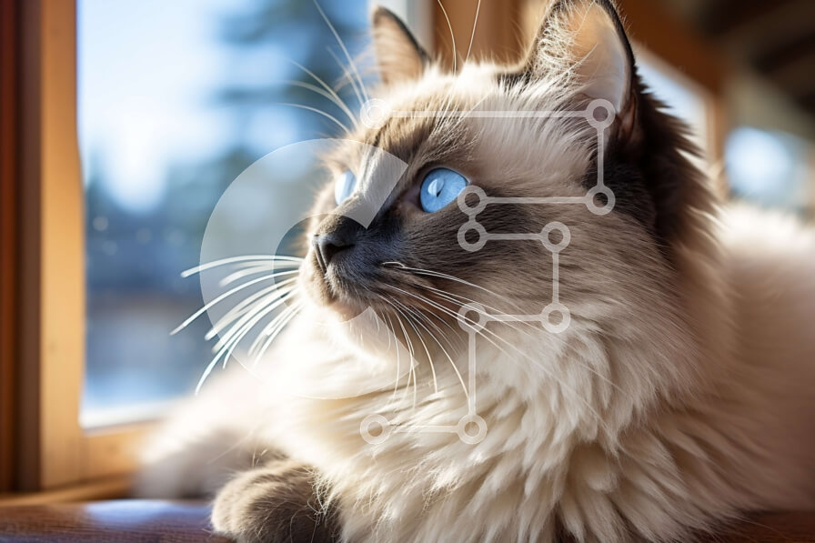 Intra Συλλεκτικό Ξύλινο Παζλ Plywood  4mm - Αφράτη γάτα σε ένα περβάζι με μπλε μάτια Σε Ξύλινο Κουτί - Διαστάσεις: 10x10 cm – 25 κομμάτια