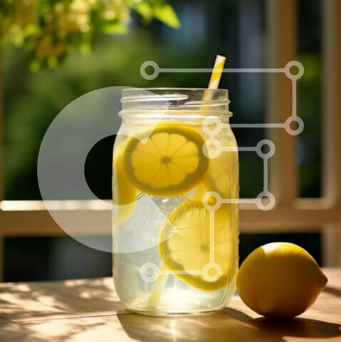 Intra Συλλεκτικό Ξύλινο Παζλ Plywood  4mm - Αναζωογονητικό βάζο λεμονάδας Mason σε μια ηλιόλουστη μέρα Σε Ξύλινο Κουτί - Διαστάσεις: 10x10 cm – 25 κομμάτια - Image 1