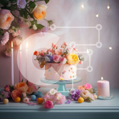 Intra Συλλεκτικό Ξύλινο Παζλ Plywood  4mm - Όμορφη εικόνα της τούρτας γενεθλίων με πολύχρωμα λουλούδια και κεριά Σε Ξύλινο Κουτί - Διαστάσεις: 10x10 cm – 25 κομμάτια - Image 1