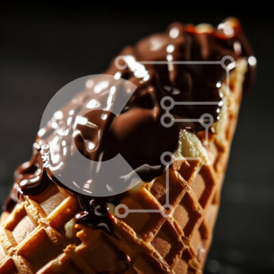 Intra Συλλεκτικό Ξύλινο Παζλ Plywood  4mm - Κοντινό πλάνο χωνάκι βάφλα παγωτού καλυμμένο με σοκολάτα Σε Ξύλινο Κουτί - Διαστάσεις: 10x10 cm – 25 κομμάτια - Image 1