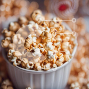 Intra Συλλεκτικό Ξύλινο Παζλ Plywood  4mm - Κοντινό πλάνο με πυρήνες ποπ κορν σε λευκό μπολ Σε Ξύλινο Κουτί - Διαστάσεις: 10x10 cm – 25 κομμάτια