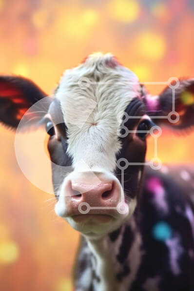 Intra Συλλεκτικό Ξύλινο Παζλ Plywood  4mm - Κοντινή όψη του προσώπου μιας αγελάδας με ασπρόμαυρο μοτίβο Σε Ξύλινο Κουτί - Διαστάσεις: 10x10 cm – 25 κομμάτια