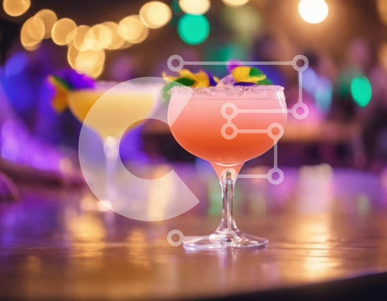 Intra Συλλεκτικό Ξύλινο Παζλ Plywood  4mm - Πολύχρωμα κοκτέιλ σε ένα τραπέζι μπαρ Σε Ξύλινο Κουτί - Διαστάσεις: 10x10 cm – 25 κομμάτια