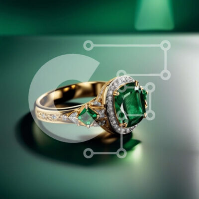Intra Συλλεκτικό Ξύλινο Παζλ Plywood  4mm - Εκπληκτικό χρυσό δαχτυλίδι με σμαραγδένιες πέτρες και διαμάντια Σε Ξύλινο Κουτί - Διαστάσεις: 10x10 cm – 25 κομμάτια - Image 1