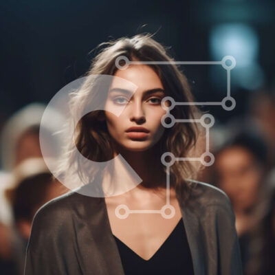 Intra Συλλεκτικό Ξύλινο Παζλ Plywood 4mm - Μοντέλο μόδας κατεβαίνει την πασαρέλα με μαύρο σακάκι και λευκό πουκάμισο Σε Ξύλινο Κουτί - Διαστάσεις: 10x10 cm – 25 κομμάτια - Image 1