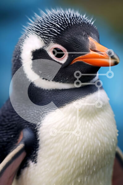 Intra Συλλεκτικό Ξύλινο Παζλ Plywood  4mm - Κοντινή εικόνα του πιγκουίνου με την περίεργη έκφραση και το κόκκινο ράμφος Σε Ξύλινο Κουτί - Διαστάσεις: 10x10 cm – 25 κομμάτια