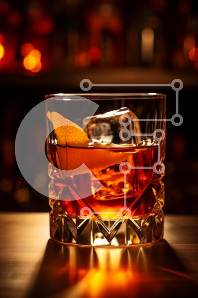 Intra Συλλεκτικό Ξύλινο Παζλ Plywood  4mm - Παλιομοδίτικο κοκτέιλ με πάγο και πορτοκαλί σφήνα Σε Ξύλινο Κουτί - Διαστάσεις: 10x10 cm – 25 κομμάτια