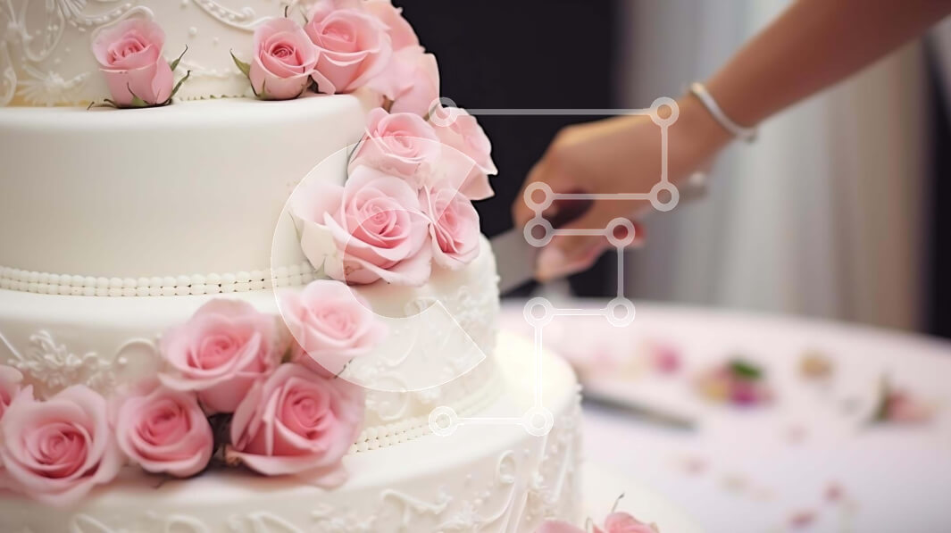 Intra Συλλεκτικό Ξύλινο Παζλ Plywood  4mm - Λευκή τούρτα τριών επιπέδων με ροζ τριαντάφυλλα που κόβονται Σε Ξύλινο Κουτί - Διαστάσεις: 10x10 cm – 25 κομμάτια