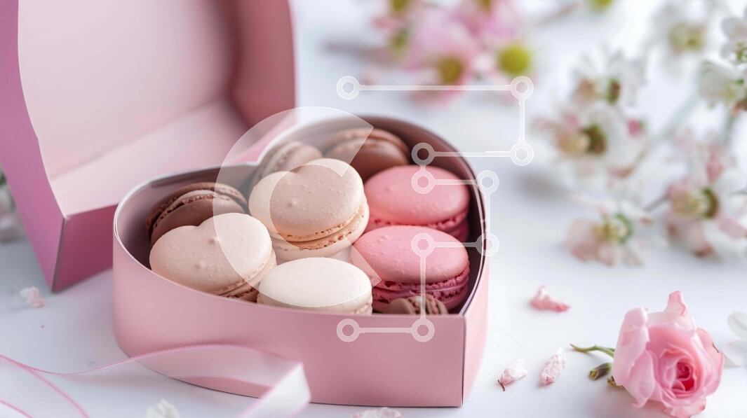 Intra Συλλεκτικό Ξύλινο Παζλ Plywood  4mm - Κουτί με μακαρόνια και λουλούδια σε σχήμα καρδιάς Σε Ξύλινο Κουτί - Διαστάσεις: 10x10 cm – 25 κομμάτια