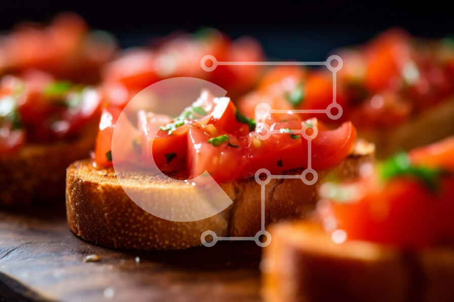 Intra Συλλεκτικό Ξύλινο Παζλ Plywood  4mm - Νόστιμο φρυγανισμένο ψωμί με φρέσκια ντομάτα και μυρωδικά Σε Ξύλινο Κουτί - Διαστάσεις: 10x10 cm – 25 κομμάτια