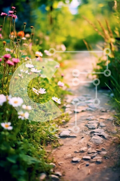 Intra Συλλεκτικό Ξύλινο Παζλ Plywood  4mm - Όμορφη εικόνα ενός δασικού μονοπατιού με αγριολούλουδα Σε Ξύλινο Κουτί - Διαστάσεις: 10x10 cm – 25 κομμάτια