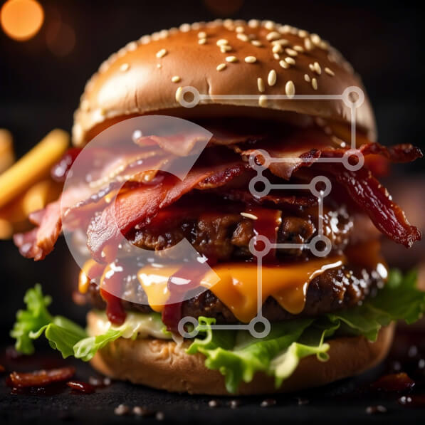 Intra Συλλεκτικό Ξύλινο Παζλ Plywood  4mm - Λαχταριστό Burger με μπέικον, μαρούλι και τυρί Σε Ξύλινο Κουτί - Διαστάσεις: 10x10 cm – 25 κομμάτια