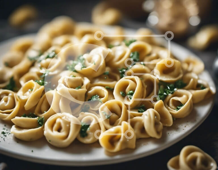 Intra Συλλεκτικό Ξύλινο Παζλ Plywood  4mm - Νόστιμο πιάτο κρεμώδη ζυμαρικά με φρέσκο ​​μαϊντανό Σε Ξύλινο Κουτί - Διαστάσεις: 10x10 cm – 25 κομμάτια