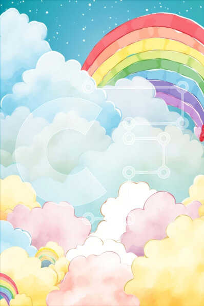 Intra Συλλεκτικό Ξύλινο Παζλ Plywood  4mm - Πολύχρωμο ουράνιο τόξο στον ουρανό με σύννεφα και αστέρια Σε Ξύλινο Κουτί - Διαστάσεις: 10x10 cm – 25 κομμάτια