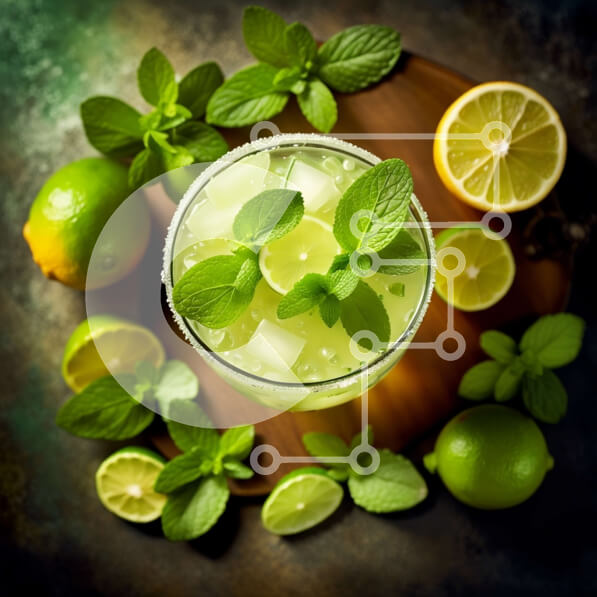 Intra Συλλεκτικό Ξύλινο Παζλ Plywood  4mm - Λαχταριστή Συνταγή Πράσινης Μαργαρίτας με φρέσκο ​​χυμό λάιμ και φύλλα μέντας Σε Ξύλινο Κουτί - Διαστάσεις: 10x10 cm – 25 κομμάτια