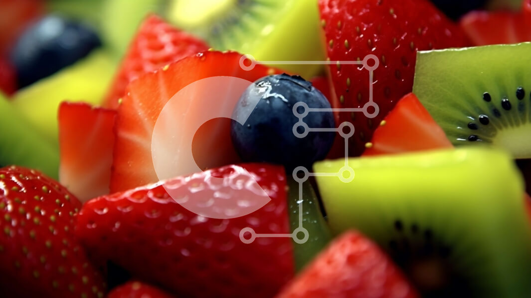 Intra Συλλεκτικό Ξύλινο Παζλ Plywood  4mm - Πολύχρωμο μπολ φρέσκων φρούτων με φράουλες, ακτινίδια και φέτες καρπούζι Σε Ξύλινο Κουτί - Διαστάσεις: 10x10 cm – 25 κομμάτια