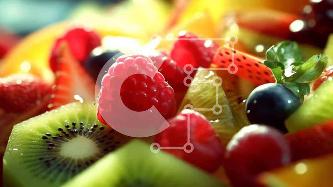 Intra Συλλεκτικό Ξύλινο Παζλ Plywood  4mm - Νόστιμο μπολ με φρέσκα φρούτα με ακτινίδιο, φράουλες και σμέουρα Σε Ξύλινο Κουτί - Διαστάσεις: 10x10 cm – 25 κομμάτια