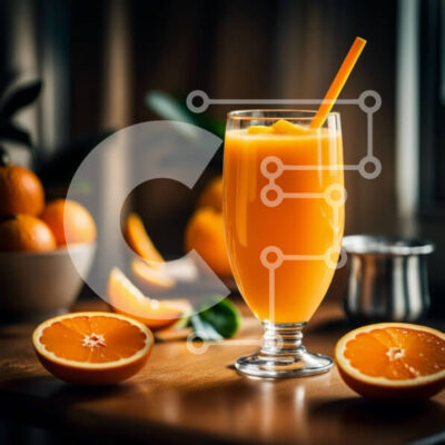 Intra Συλλεκτικό Ξύλινο Παζλ Plywood 4mm - Δροσιστικό ποτήρι χυμό πορτοκαλιού με φρέσκα πορτοκάλια Σε Ξύλινο Κουτί - Διαστάσεις: 10x10 cm – 25 κομμάτια - Image 1