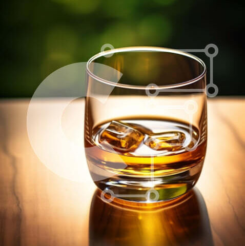 Intra Συλλεκτικό Ξύλινο Παζλ Plywood 4mm - Ποτήρι ουίσκι με παγάκια σε δρύινο τραπέζι Σε Ξύλινο Κουτί - Διαστάσεις: 10x10 cm – 25 κομμάτια - Image 1