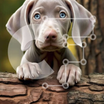 Intra Συλλεκτικό Ξύλινο Παζλ Plywood  4mm - Αξιολάτρευτη εικόνα ενός μικρού γκρίζου κουταβιού σε ένα δάσος Σε Ξύλινο Κουτί - Διαστάσεις: 10x10 cm – 25 κομμάτια - Image 1