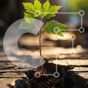 Intra Συλλεκτικό Ξύλινο Παζλ Plywood  4mm - Όμορφη εικόνα ενός μικρού δενδρυλλίου που μεγαλώνει σε ένα αστικό περιβάλλον Σε Ξύλινο Κουτί - Διαστάσεις: 10x10 cm – 25 κομμάτια