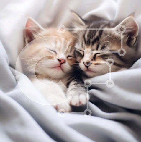 Intra Συλλεκτικό Ξύλινο Παζλ Plywood  4mm - Δύο γατάκια που κοιμούνται σε μια λευκή κουβέρτα Σε Ξύλινο Κουτί - Διαστάσεις: 10x10 cm – 25 κομμάτια - Image 1