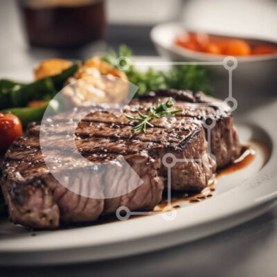 Intra Συλλεκτικό Ξύλινο Παζλ Plywood  4mm - Νόστιμη μπριζόλα με λαχανικά Σε Ξύλινο Κουτί - Διαστάσεις: 10x10 cm – 25 κομμάτια - Image 1