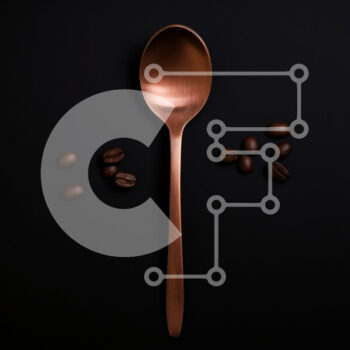 Intra Συλλεκτικό Ξύλινο Παζλ Plywood  4mm - Χάλκινο κουτάλι με κόκκους καφέ σε μαύρο φόντο Σε Ξύλινο Κουτί - Διαστάσεις: 10x10 cm – 25 κομμάτια - Image 1