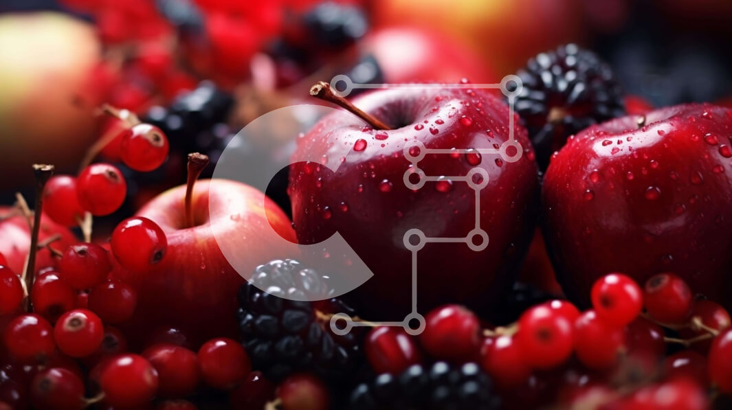 Intra Συλλεκτικό Ξύλινο Παζλ Plywood  4mm - Σωρός από κόκκινα μήλα, βατόμουρα και σμέουρα Σε Ξύλινο Κουτί - Διαστάσεις: 10x10 cm – 25 κομμάτια