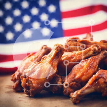 Intra Συλλεκτικό Ξύλινο Παζλ Plywood  4mm - Φτερούγες κοτόπουλου αμερικανικής σημαίας Σε Ξύλινο Κουτί - Διαστάσεις: 10x10 cm – 25 κομμάτια - Image 1