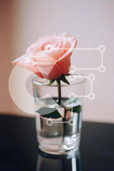 Intra Συλλεκτικό Ξύλινο Παζλ Plywood  4mm - Μονό ροζ τριαντάφυλλο σε ποτήρι νερό Σε Ξύλινο Κουτί - Διαστάσεις: 10x10 cm – 25 κομμάτια