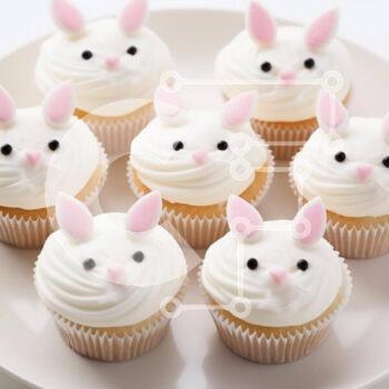 Intra Συλλεκτικό Ξύλινο Παζλ Plywood  4mm - Cupcakes με θέμα το Πάσχα με αυτιά λαγουδάκι Σε Ξύλινο Κουτί - Διαστάσεις: 10x10 cm – 25 κομμάτια - Image 1