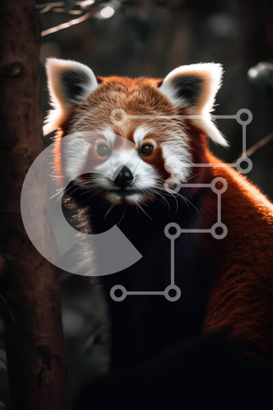 Intra Συλλεκτικό Ξύλινο Παζλ Plywood  4mm - Χαριτωμένο κόκκινο Panda που κάθεται σε ένα κλαδί δέντρου σε ένα δάσος Σε Ξύλινο Κουτί - Διαστάσεις: 10x10 cm – 25 κομμάτια