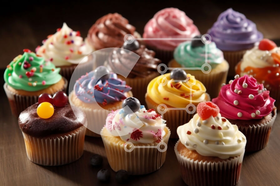 Intra Συλλεκτικό Ξύλινο Παζλ Plywood  4mm - Νόστιμα cupcakes με διαφορετικές γαρνιτούρες σε ένα ρουστίκ ξύλινο τραπέζι Σε Ξύλινο Κουτί - Διαστάσεις: 10x10 cm – 25 κομμάτια - Image 1